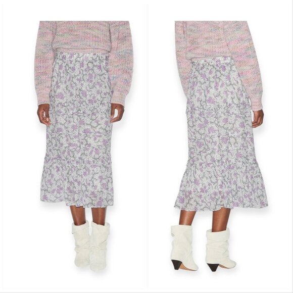Isabel Marant Étoile Diya Skirt Ecru Lilac FR34 XS NWT $455 Ruffle Tiered - Picture 2 of 15